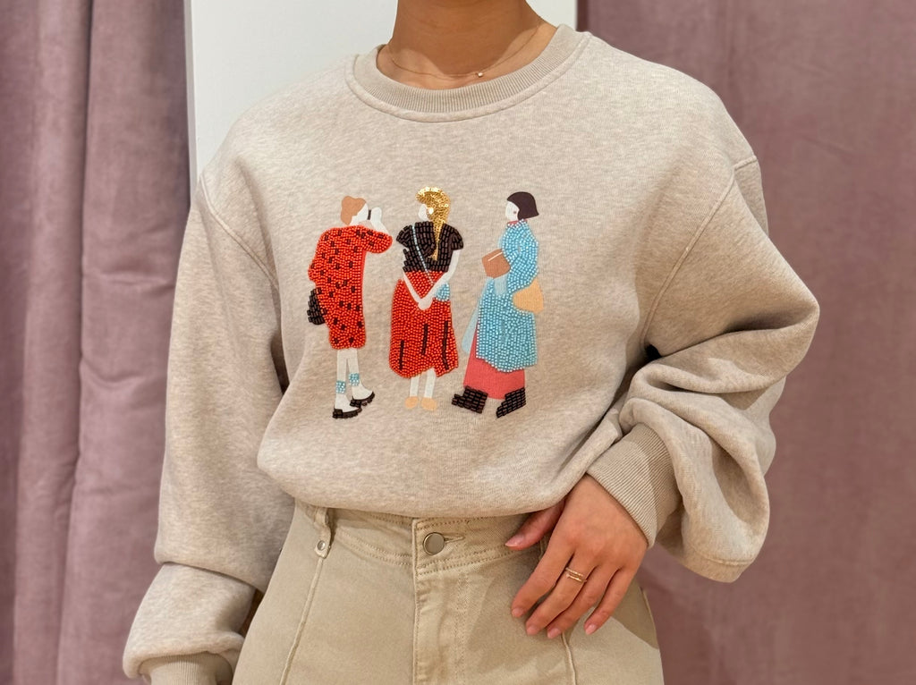 Sudadera 3 Mujeres Beige