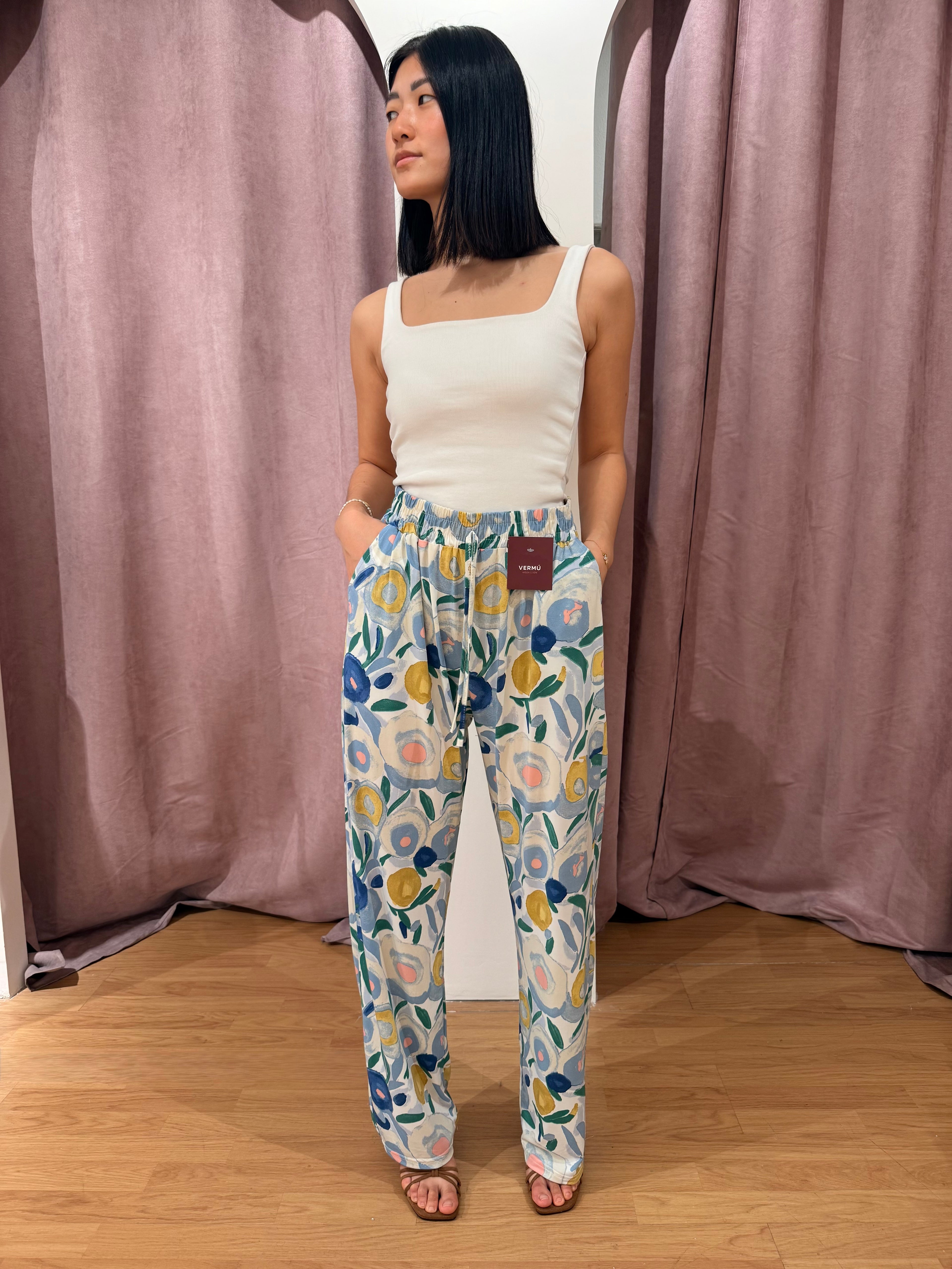 Pantalón seda fría ancho