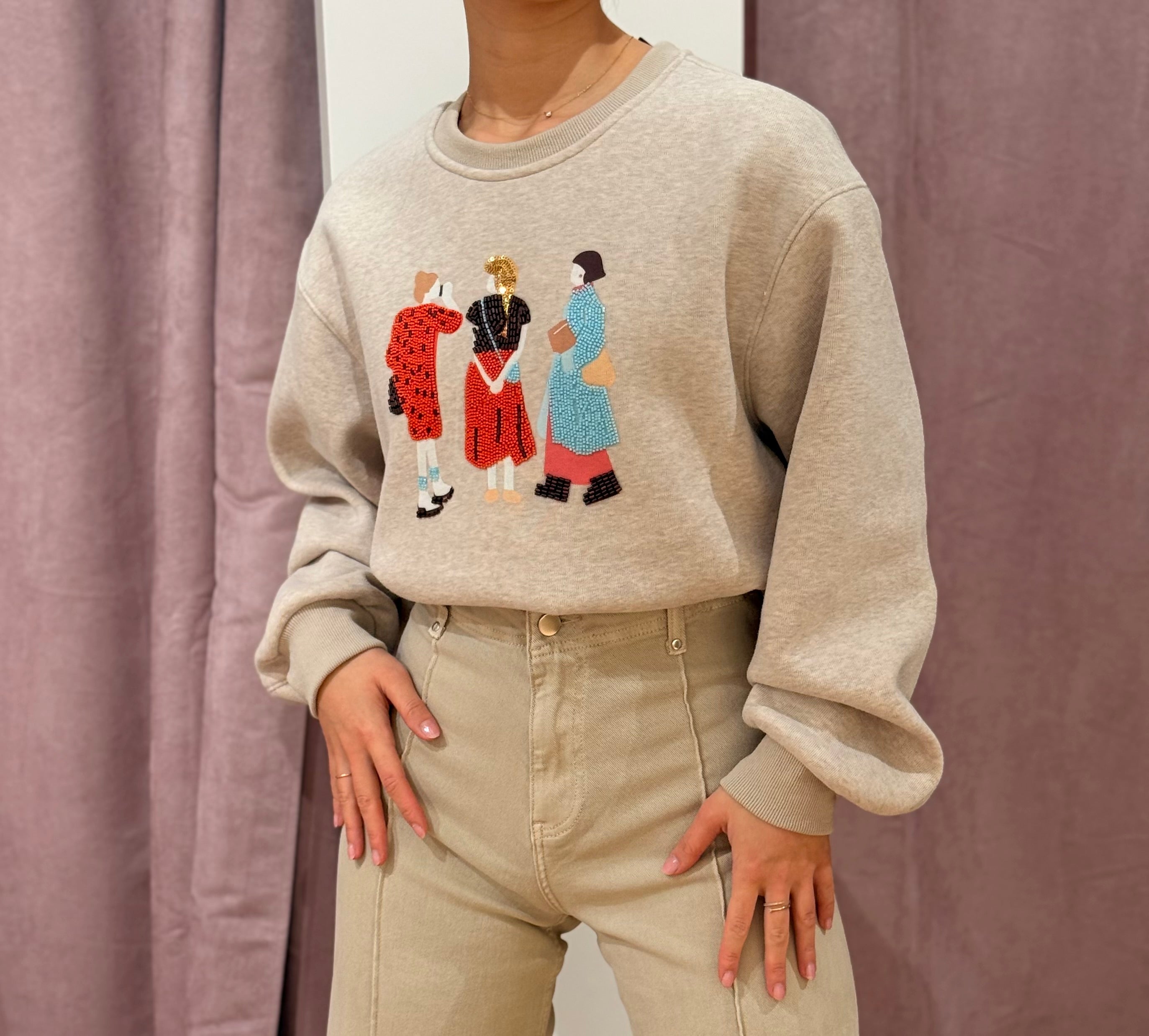 Sudadera 3 Mujeres Beige