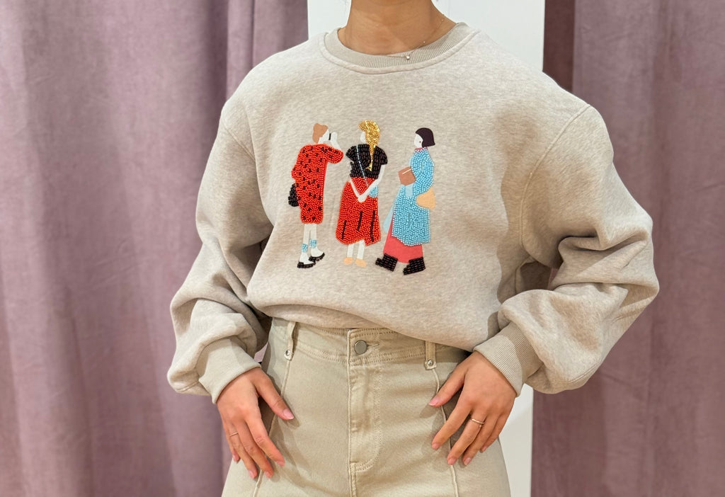 Sudadera 3 Mujeres Beige