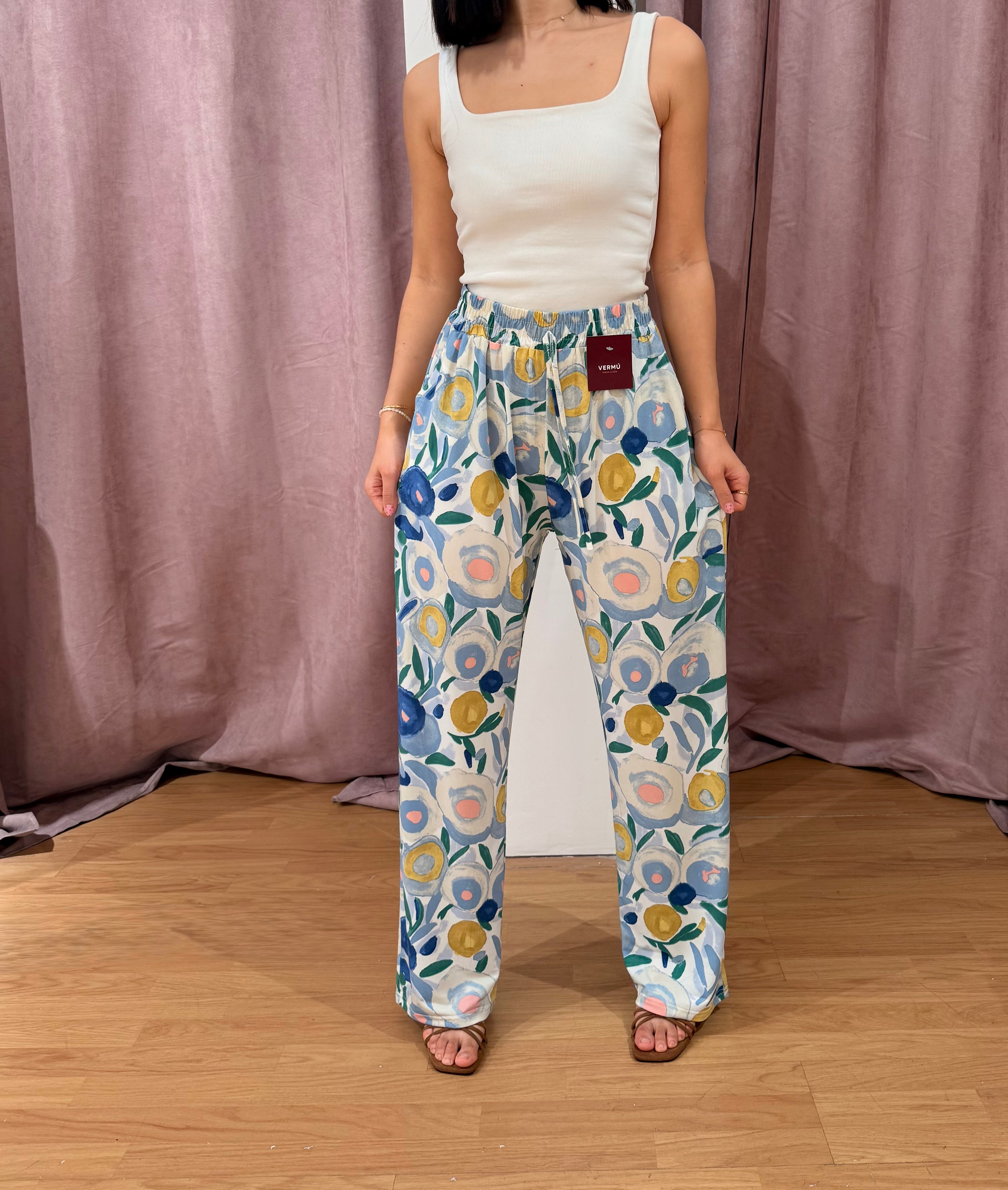 Pantalón seda fría ancho