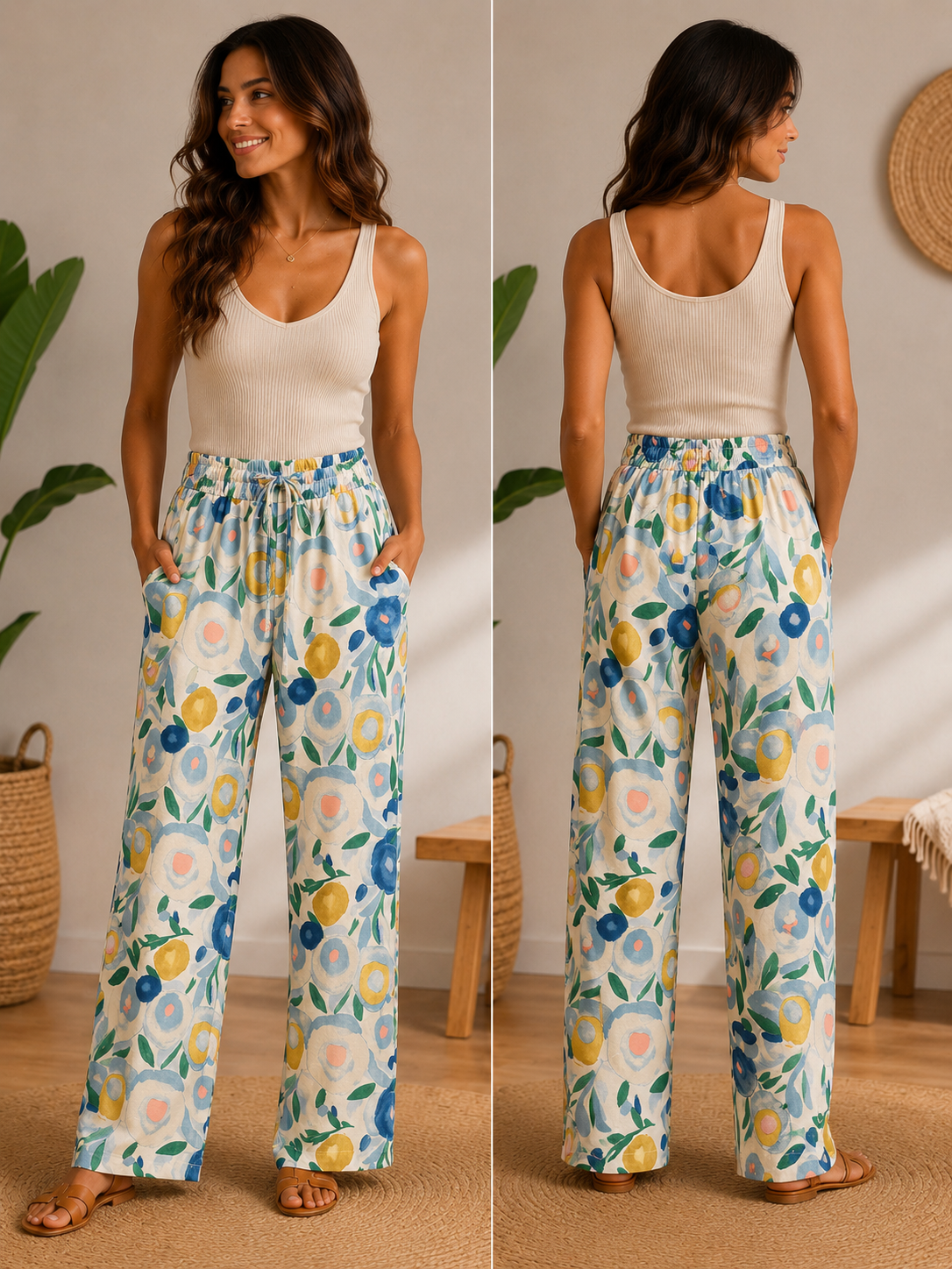 Pantalón seda fría ancho