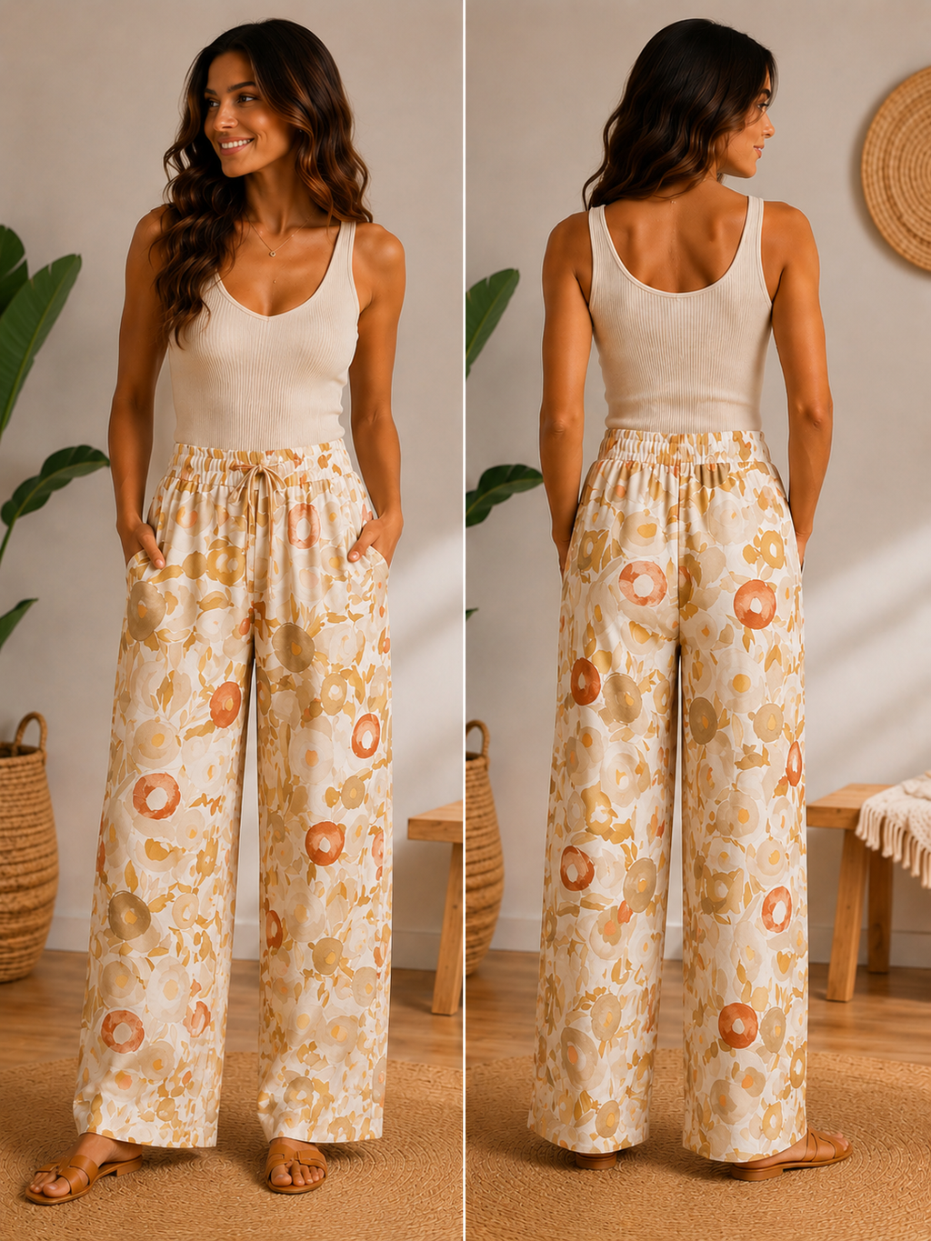 Pantalón seda fría ancho